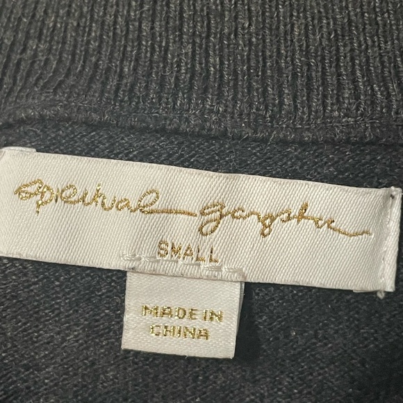 Spiritual Gangster Soft Oversized Gray Cotton sweater with gold thread piping. S - Picture 3 of 13